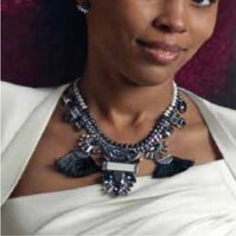 Chloe + Isabel Black and Silver Necklace and Earrings with Blue Accents. Hero! - Picture 8 of 11